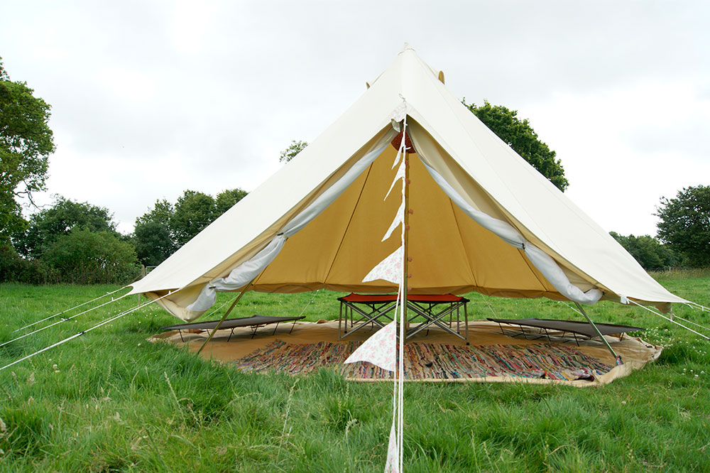 tent with side walls rolled up